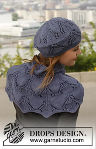 141-4 Midnight Boheme  hat and shoulder warmer
