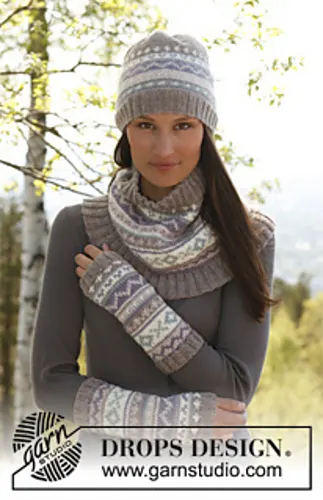 142-10 Ulrika wrist warmers, hat and neck warmer