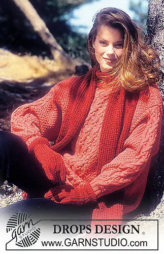 35-3 Cable Sweater, gloves and scarf