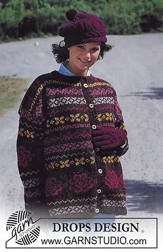 40-15 jacket with pattern borders. Hat and gloves.