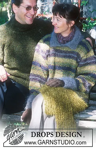 70-14 Striped pullover, cabled Gloves and scarf