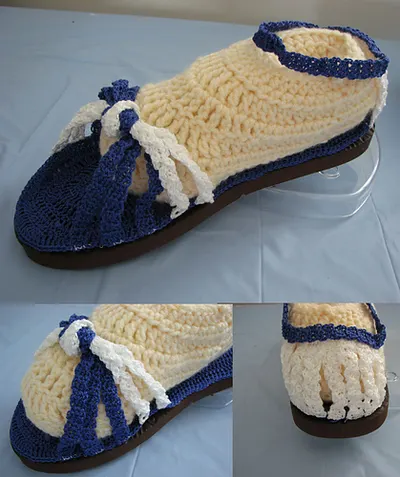 Blue and White Sandals