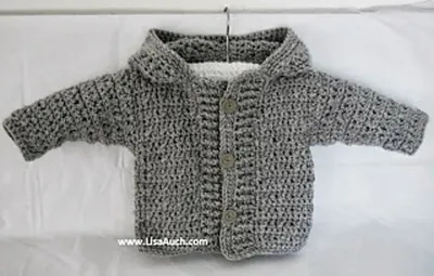 Boys Hooded Button Front Chunky Crochet Cardigan