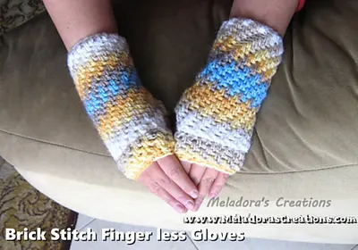 Brick Stitch Fingerless Gloves