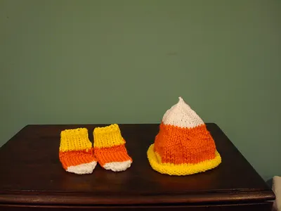 Candy Corn Booties and Hat