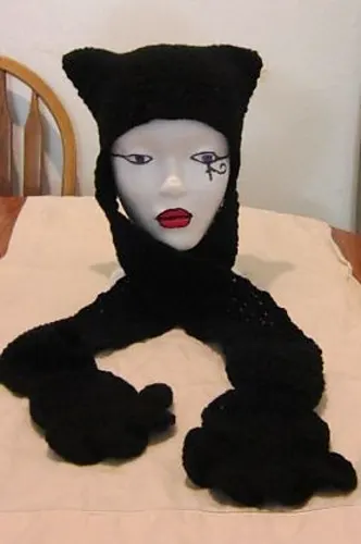 Cat Hat with Attached scarf