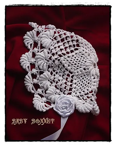 Child's Crocheted Bonnet with Star Crown