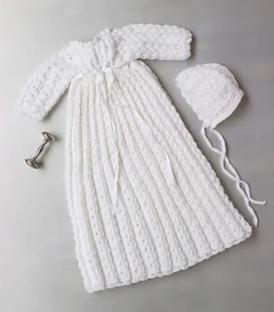 Christening Gown and Bonnet (knit) #L10356