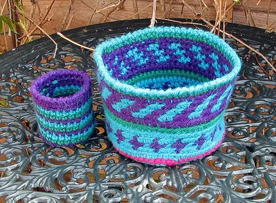 Chunky Tapestry Crochet Baskets