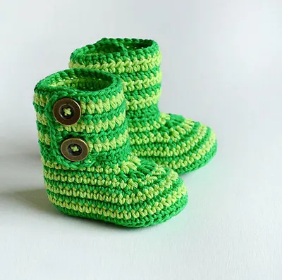 Crochet Baby Booties - GREEN ZEBRA