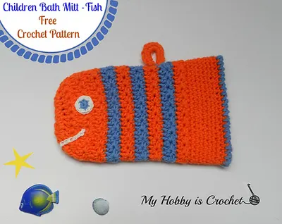 Crochet Fish Bath Mitt (with Star Stitch)