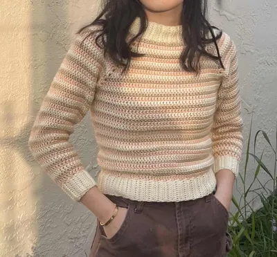 Crochet Striped Raglan Sweater