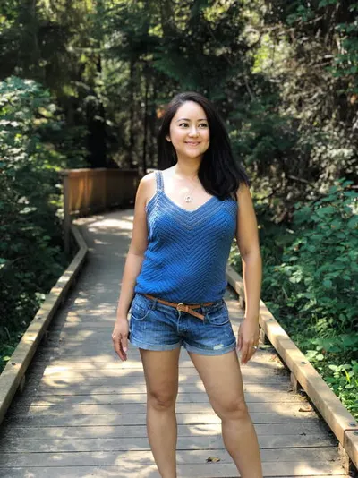 Denim Chevron Crochet Tank Top
