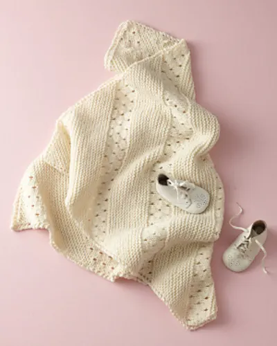 Diagonal Eyelet Baby Blanket