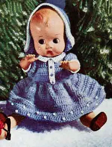 Doll's Blue and White Dress