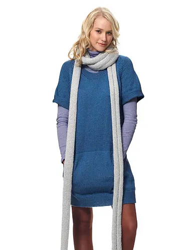 Dress with Kangaroo Pockets and Scarf (Dress)