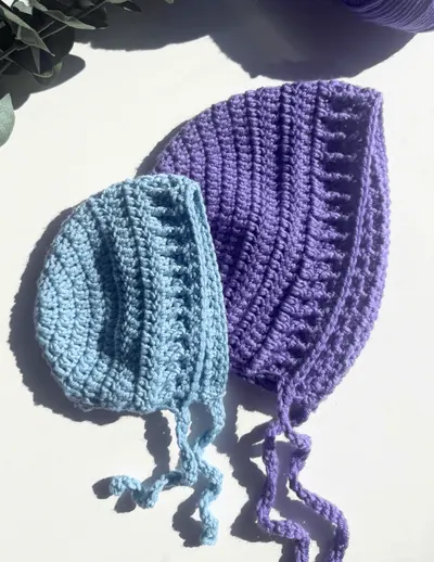 Easy Cozy Ribbed Bonnet: Free Crochet Pattern in 8 Sizes from Newborn to Large Adult