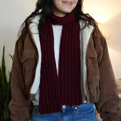 Easy Crochet Ribbed Scarf