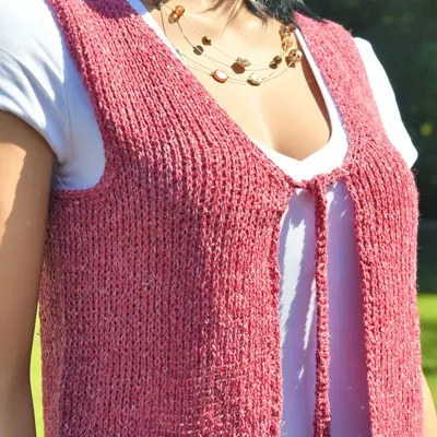 Easy Tie Front Vest Knit Look