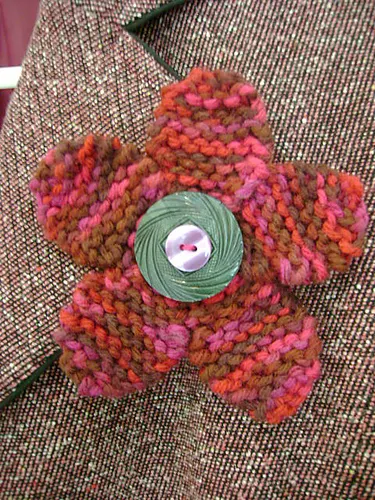 Funky Flower Pin with Button Center