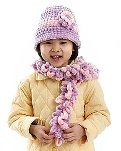 Girl's Hat & Boa Scarf Set