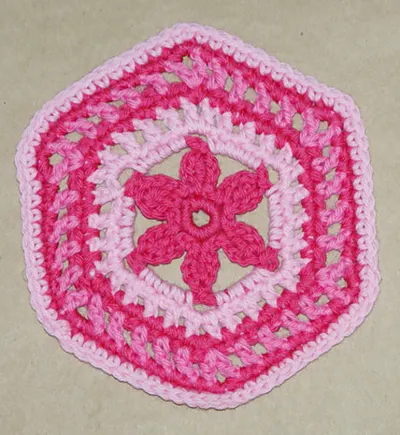 Granny Hexagon With Flower Center