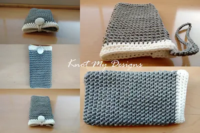 Half Herringbone Cell Phone Wristlet Pouch