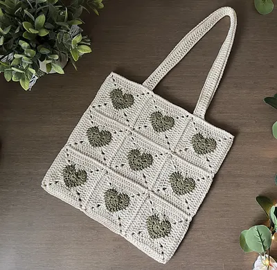 Heart Granny Square Tote
