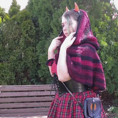 Hooded Cabled Cape