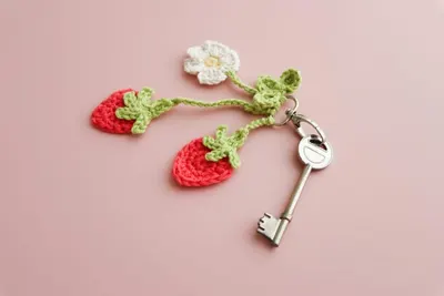 How to Crochet a Strawberry Keychain: FREE Pattern