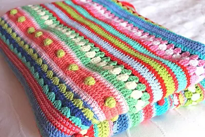 Mixed Stitch Stripey Blanket