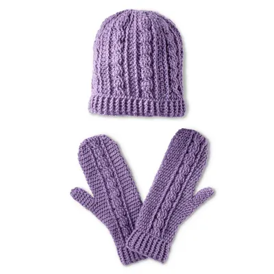 Patons Crochet Cables Hat and Mittens Set