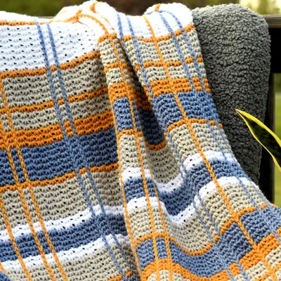 Plaid Tunisian Crochet Afghan Free Pattern