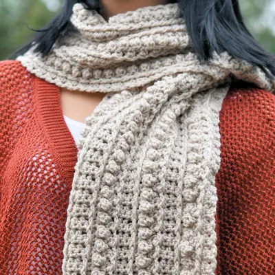 Popcorn Columns Scarf Free Crochet Pattern