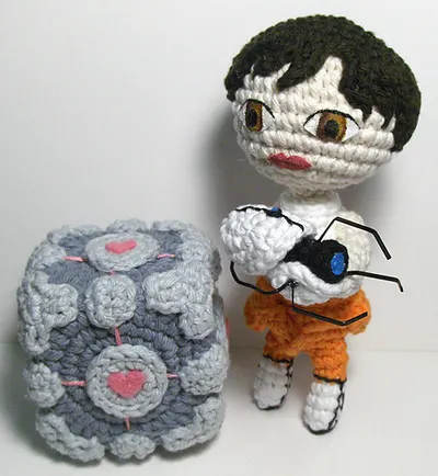 Portal 2 Amigurumi Playset (includes Chell, Portal device and Weighted Companion Cube)