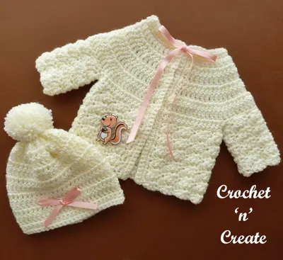 Preemie Cardigan And Hat