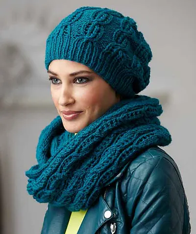 S8636 Hat and Loop Scarf with Lace Pattern