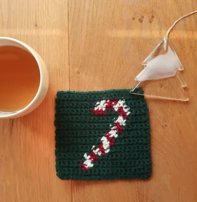 Santa's Cane Square Crochet Pattern