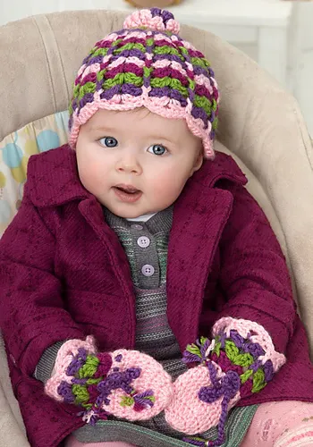 Scalloped Baby Hat and Mittens