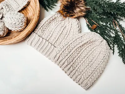Snowy Wheat Stitch™ Puff Crochet Hat