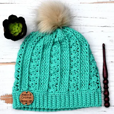Stacked Shells Free Beanie Crochet Pattern