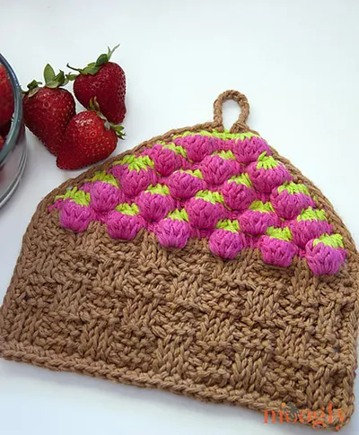 Strawberry Basket Tunisian Dishcloth