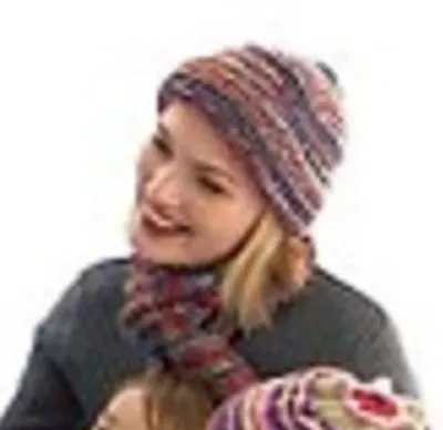 Striped Garter Stitch Hat & Scarf (Adult Hat)