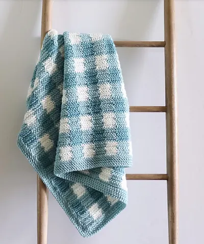 Teal Gingham Baby Blanket