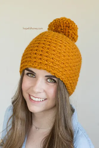 Toffee Apple Pompom Beanie