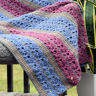 Wild Flowers Striped Afghan Free Crochet Pattern