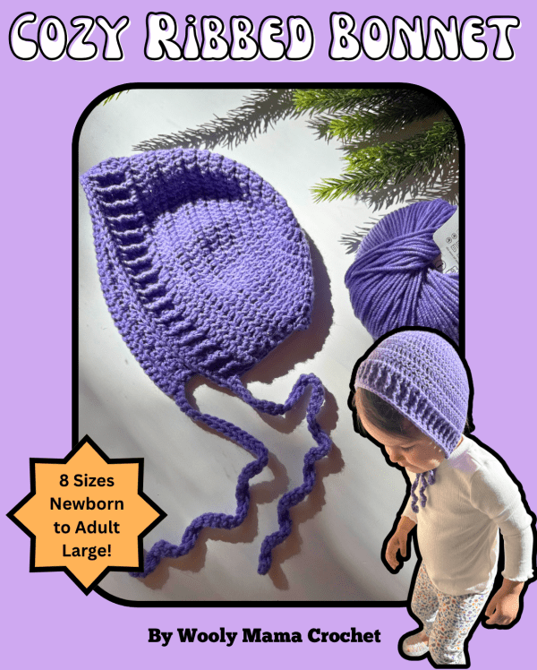 Easy Cozy Ribbed Bonnet: Free Crochet Pattern in 8 Sizes from Newborn to Large Adult photo 3