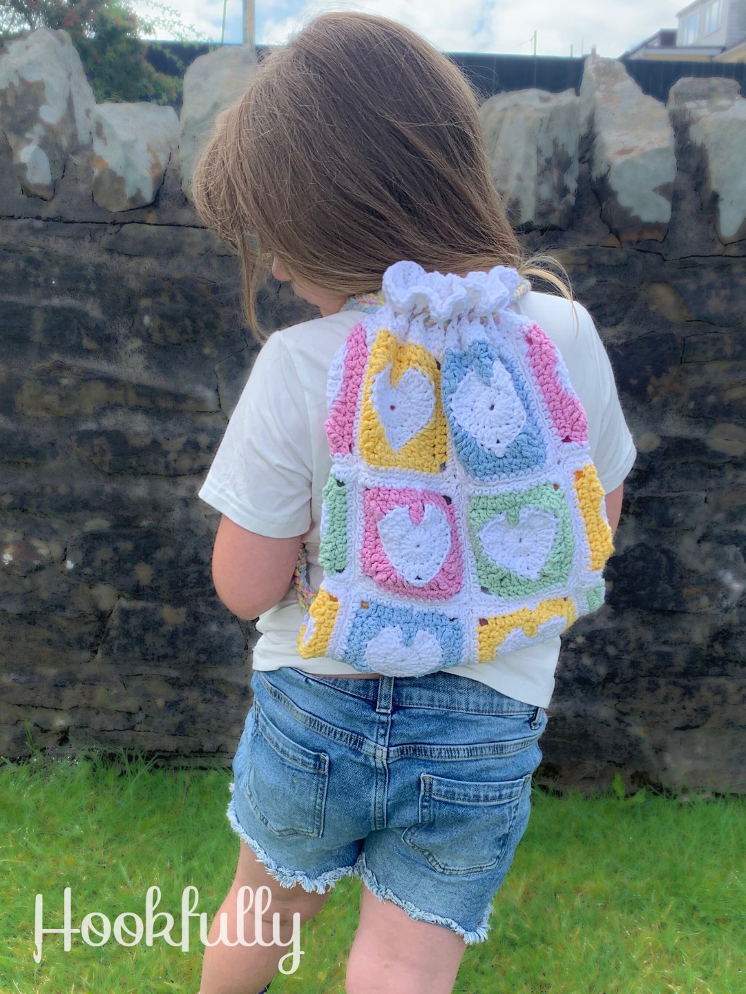 Heart Granny Square Backpack For Kids photo 2