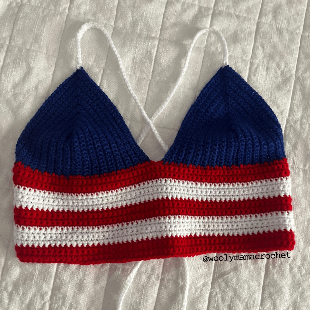 Stars & Stripes Crochet Bralette | Free Pattern photo 3