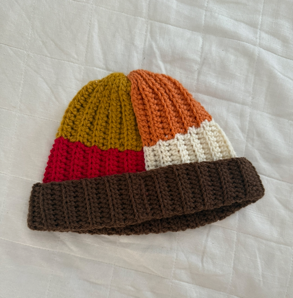 Patchwork with Accent Brim Beanie! A Free Crochet Pattern photo 2